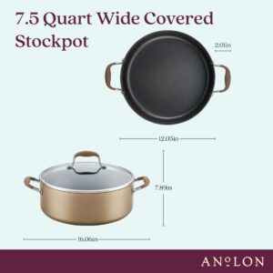 Anolon Advanced Home Hard-Anodized Nonstick Wide Stock Pot/Stockpot (7.5-Quart, Bronze)