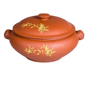 xichengshidai ceramics steam cooker, traditional yunnan clay casserole stockpots for stew chicken soup, steam vegetables and corn or cook fitness food 2800ml