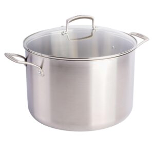 babish tri-ply stainless steel professional grade stock pot w/lid, 12-quart