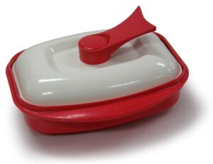 microhearth grill pan for microwave cooking, red