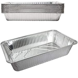 durable disposable aluminum foil steam roaster baking pans, deep, heavy duty baking roasting broiling 20 x 13 x 3 inches thanksgiving turkey dinner (10)