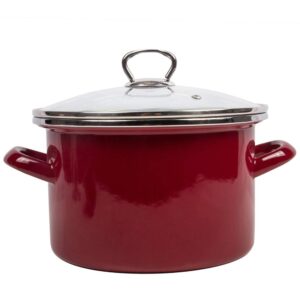 enamel stock pot burgundy enamelware pot enamel cooking pot with glass lid (3.2-qt. (3 l))