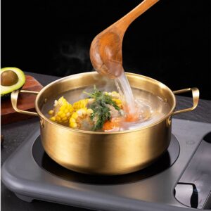 GoCirby Ramen Pot, Korean Ramen Cooking Pot With Chopsticks and Lid Spoon, Fast Noodles Cooking Pot, Great for Soup, Curry, Pasta and Stew. (Double handle) (6.3in)