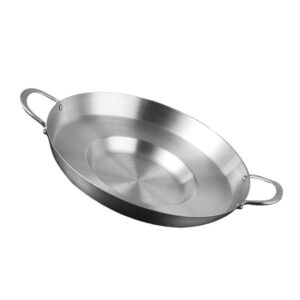 doitool flat frying pan stainless steel comal frying bowl comal convex cookware stir fry pan outdoors heavy duty acero （ 38cm ） mexican discada pan