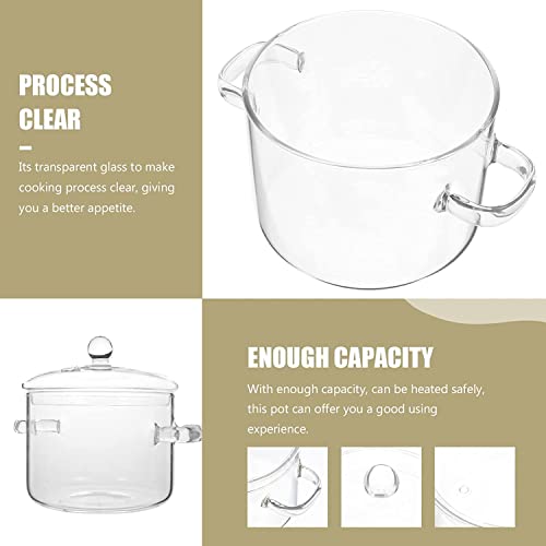 Glass Saucepan with Cover Heat-resistant Glass Stovetop Pot and Pan with Lid for Pasta Noodle, Soup, Milk, Baby Food (64oz/1900ml)