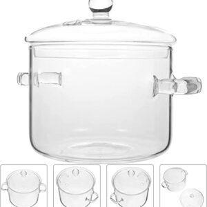 Glass Saucepan with Cover Heat-resistant Glass Stovetop Pot and Pan with Lid for Pasta Noodle, Soup, Milk, Baby Food (64oz/1900ml)