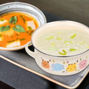 Enamel Stew Pot Soup Bowl: Decorative Stew Pot with Handle Lid Cartoon Soup Pot Baby Food Milk Pot Ceramic Cookware for Home Kitchen Cooking Pot