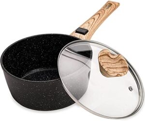 drickate saucepan with lid, nonstick sauce pan 2-quart for all stove top, small pot for milk, soup, induction compatible
