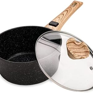 DRICKATE Saucepan with Lid, Nonstick Sauce Pan 2-Quart for All Stove Top, Small Pot for Milk, Soup, Induction Compatible