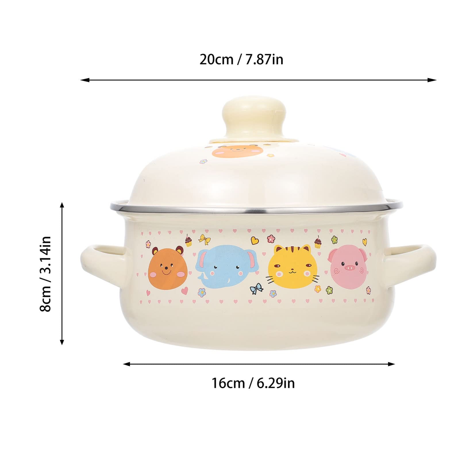 Enamel Stew Pot Soup Bowl: Decorative Stew Pot with Handle Lid Cartoon Soup Pot Baby Food Milk Pot Ceramic Cookware for Home Kitchen Cooking Pot