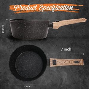 DRICKATE Saucepan with Lid, Nonstick Sauce Pan 2-Quart for All Stove Top, Small Pot for Milk, Soup, Induction Compatible