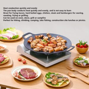 Kuuleyn Korean BBQ Grill Pan Round BBQ Griddle Nonstick Circular Frying Pan Aluminum Griddle Pan for Outdoor Camping Grilling(33cm)