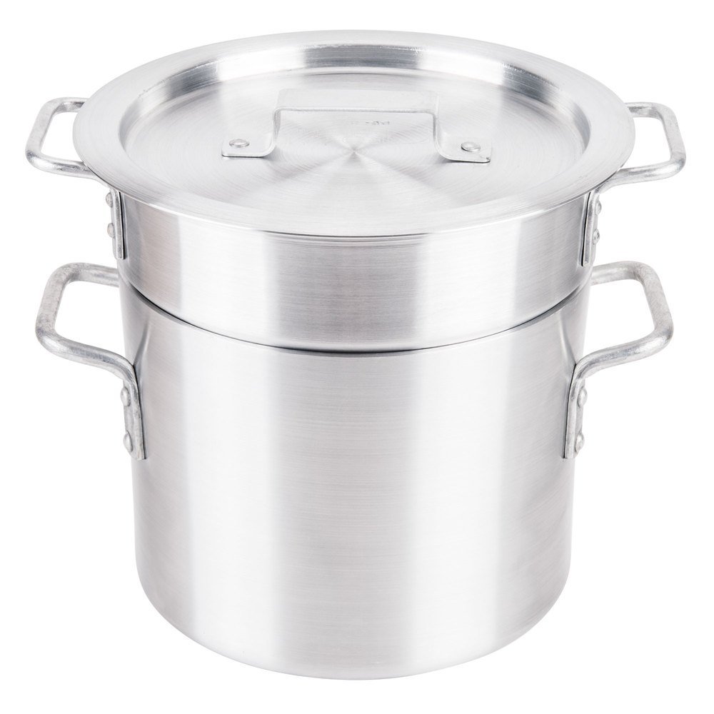 Royal Industries Double Boiler with Lid, 8 qt, 9" x 7.3" HT, Aluminum, Commercial Grade - NSF Certified