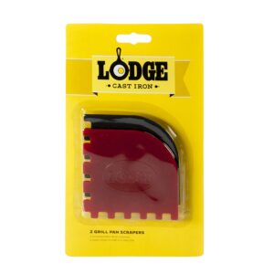 Lodge L8SGP3 Pre-Seasoned Cast-Iron Square Grill Pan and Grill Pan Scraper Bundle