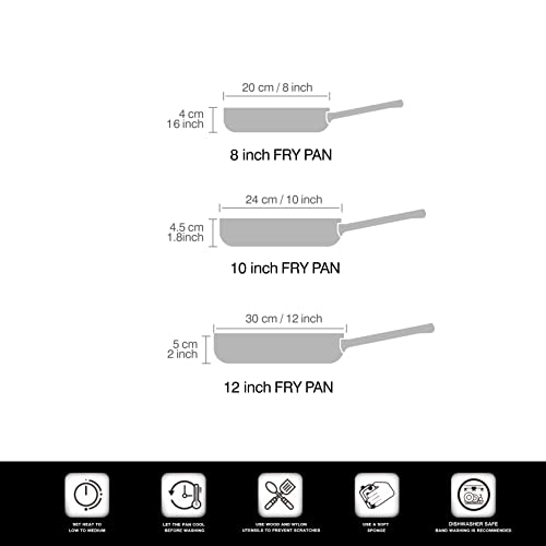 Cook N Home Nonstick, 10,12 inch 3 Piece Frying Saute Pan Set with Non-Stick Coating Induction Compatible Bottom, 8"/10"/12", Black