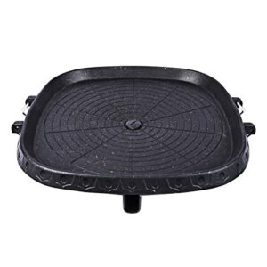 campmax korean bbq grill pan with maifan stone coated surface, non-stick smokeless stovetop bbq grill plate for indoor outdoor 12.5” square