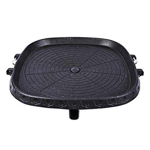 CAMPMAX Korean BBQ Grill Pan with Maifan Stone Coated Surface, Non-Stick Smokeless Stovetop BBQ Grill Plate for Indoor Outdoor 12.5” Square