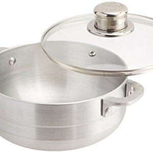 Uniware Aluminum Heavy Gauge Caldero With Glass Lid, Silver, 2 quart