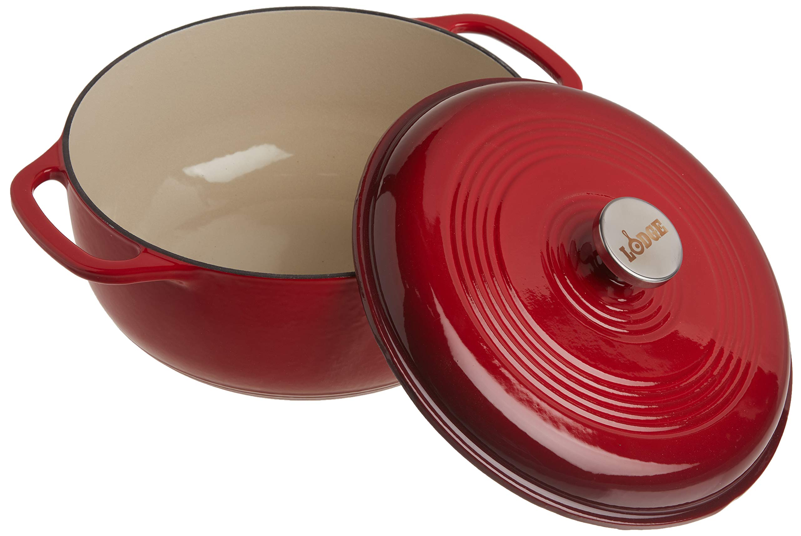 Lodge EC6D43 Enameled Cast Iron Dutch Oven, 6-Quart, Island Spice Red & EC6D43 Enameled Cast Iron Dutch Oven, 6-Quart, Island Spice Red