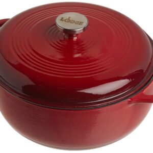 Lodge EC6D43 Enameled Cast Iron Dutch Oven, 6-Quart, Island Spice Red & EC6D43 Enameled Cast Iron Dutch Oven, 6-Quart, Island Spice Red