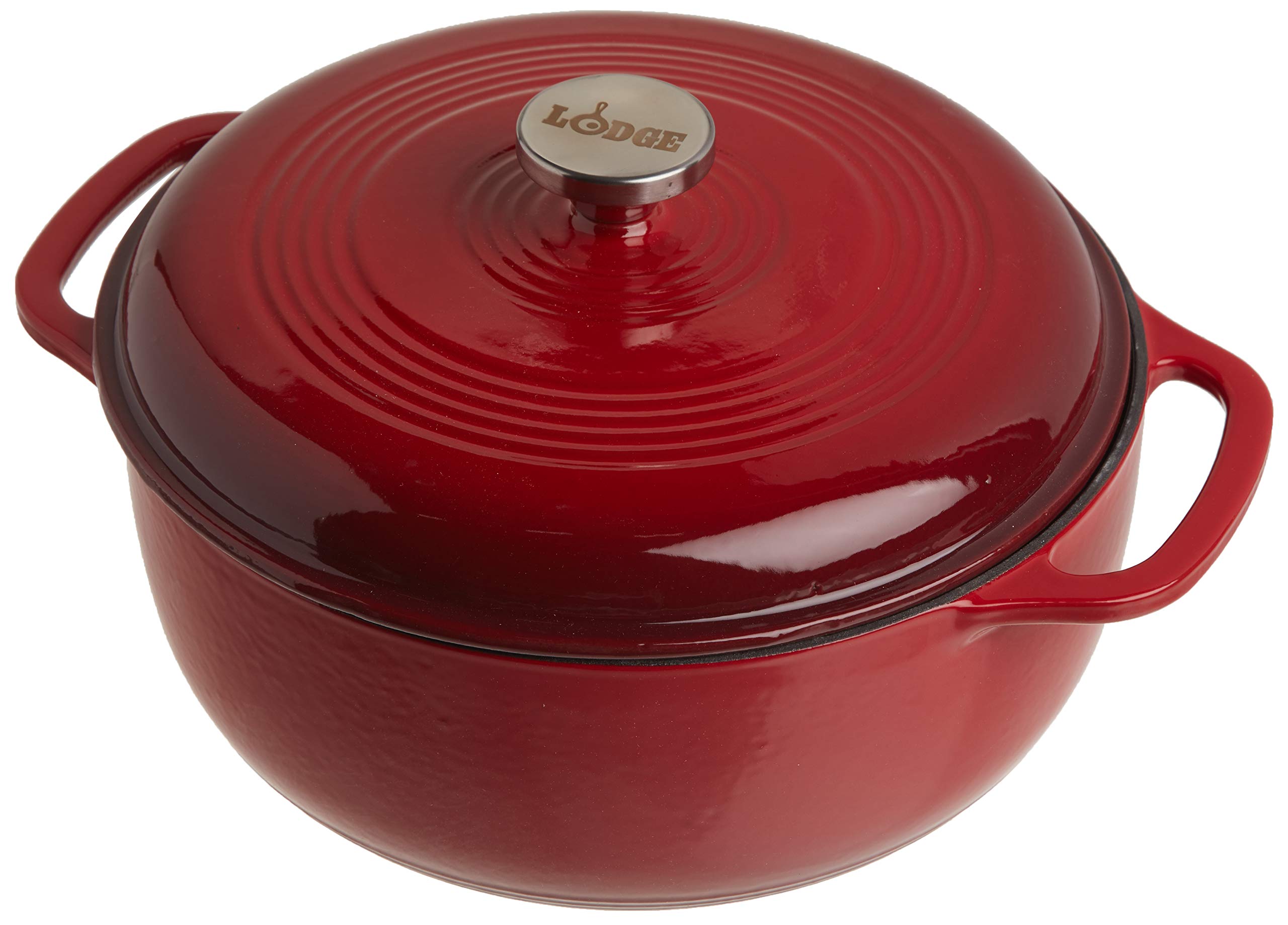 Lodge EC6D43 Enameled Cast Iron Dutch Oven, 6-Quart, Island Spice Red & EC6D43 Enameled Cast Iron Dutch Oven, 6-Quart, Island Spice Red