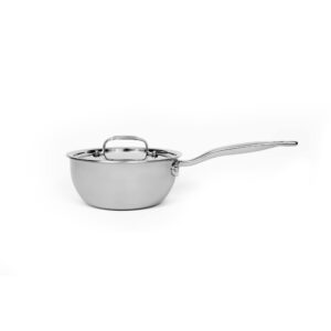 heritage steel 2 quart saucier with lid | made in usa | titanium series | 316ti stainless steel pan with stay cool handle | fully clad with 5-ply construction | induction ready & non toxic