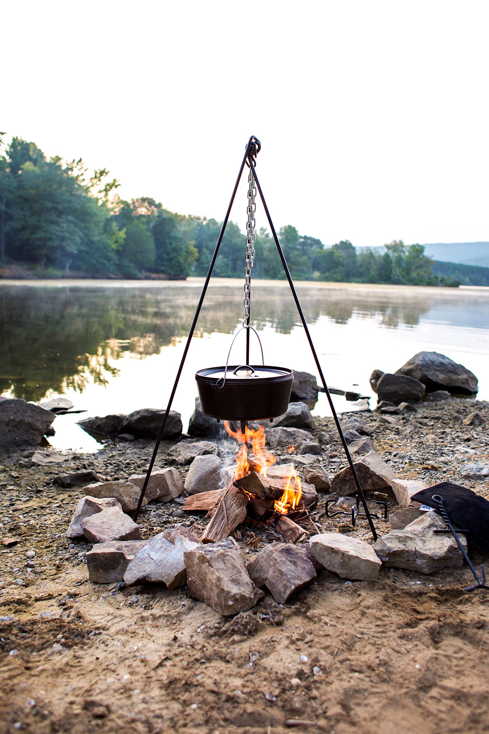 Lodge Tall Boy Tripod with Camp Dutch Oven Lid Lifter