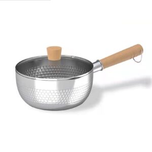 scizorito 304 stainless steel saucepan, solid wood anti-scalding handle with hook, multipurpose sauce pan with pour spouts, sauce pot, cooking pot (1.7 quart/2.2quart/3.0quart) (8.67 inch 3quart)