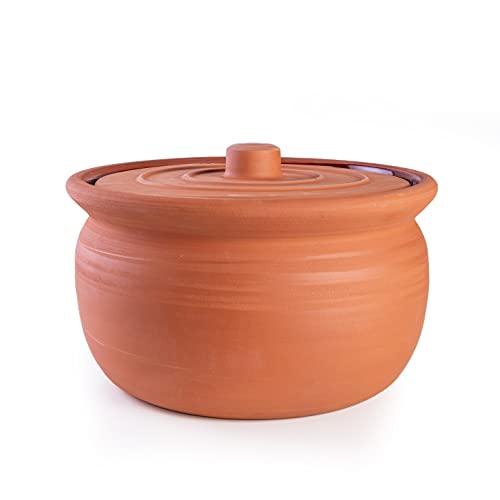 LUKSYOL Clay Pot for Cooking, Large Pot, Big Pots for Cooking, Handmade Cookware, Cooking Pot with Lid, Terracotta Pot, Terracotta Casserole, Brown Clay Pots for Cooking, Dutch Oven Pot