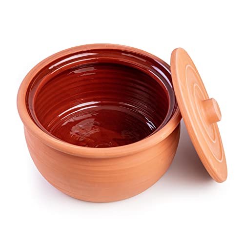 LUKSYOL Clay Pot for Cooking, Large Pot, Big Pots for Cooking, Handmade Cookware, Cooking Pot with Lid, Terracotta Pot, Terracotta Casserole, Brown Clay Pots for Cooking, Dutch Oven Pot