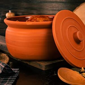 LUKSYOL Clay Pot for Cooking, Large Pot, Big Pots for Cooking, Handmade Cookware, Cooking Pot with Lid, Terracotta Pot, Terracotta Casserole, Brown Clay Pots for Cooking, Dutch Oven Pot