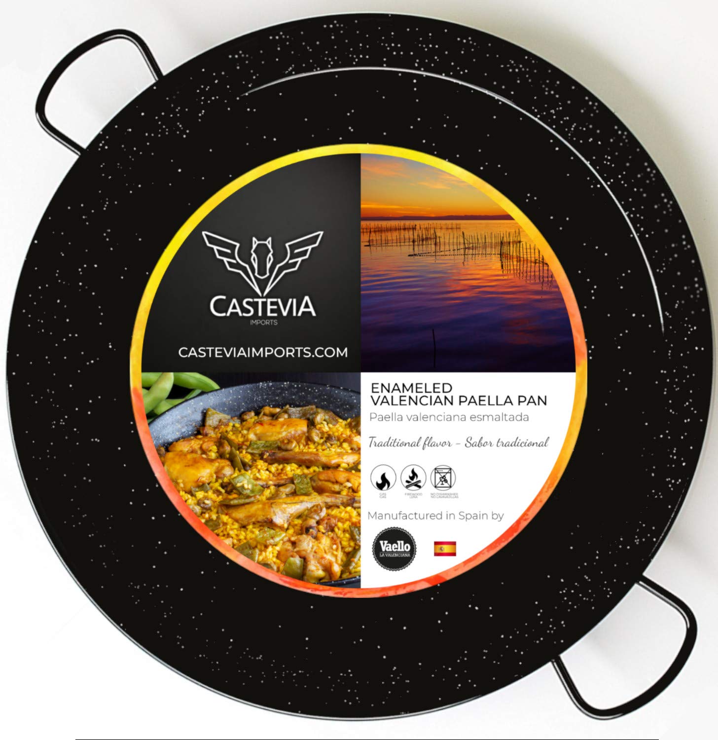 Castevia 24-Inch Enameled Steel Paella Pan, 60cm / 20 servings