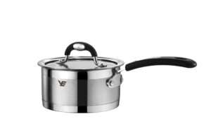 1.7-quart 304 stainless steel milk pan saucepan with lid cookware,multipurpose soup pot small cooking pot pan with long heatproof handle,incuction compatible,dishwasher safe, 1.7qt silver