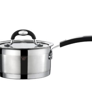 1.7-Quart 304 Stainless Steel Milk Pan Saucepan with Lid Cookware,Multipurpose Soup Pot Small Cooking Pot Pan with Long Heatproof Handle,Incuction Compatible,Dishwasher Safe, 1.7Qt Silver