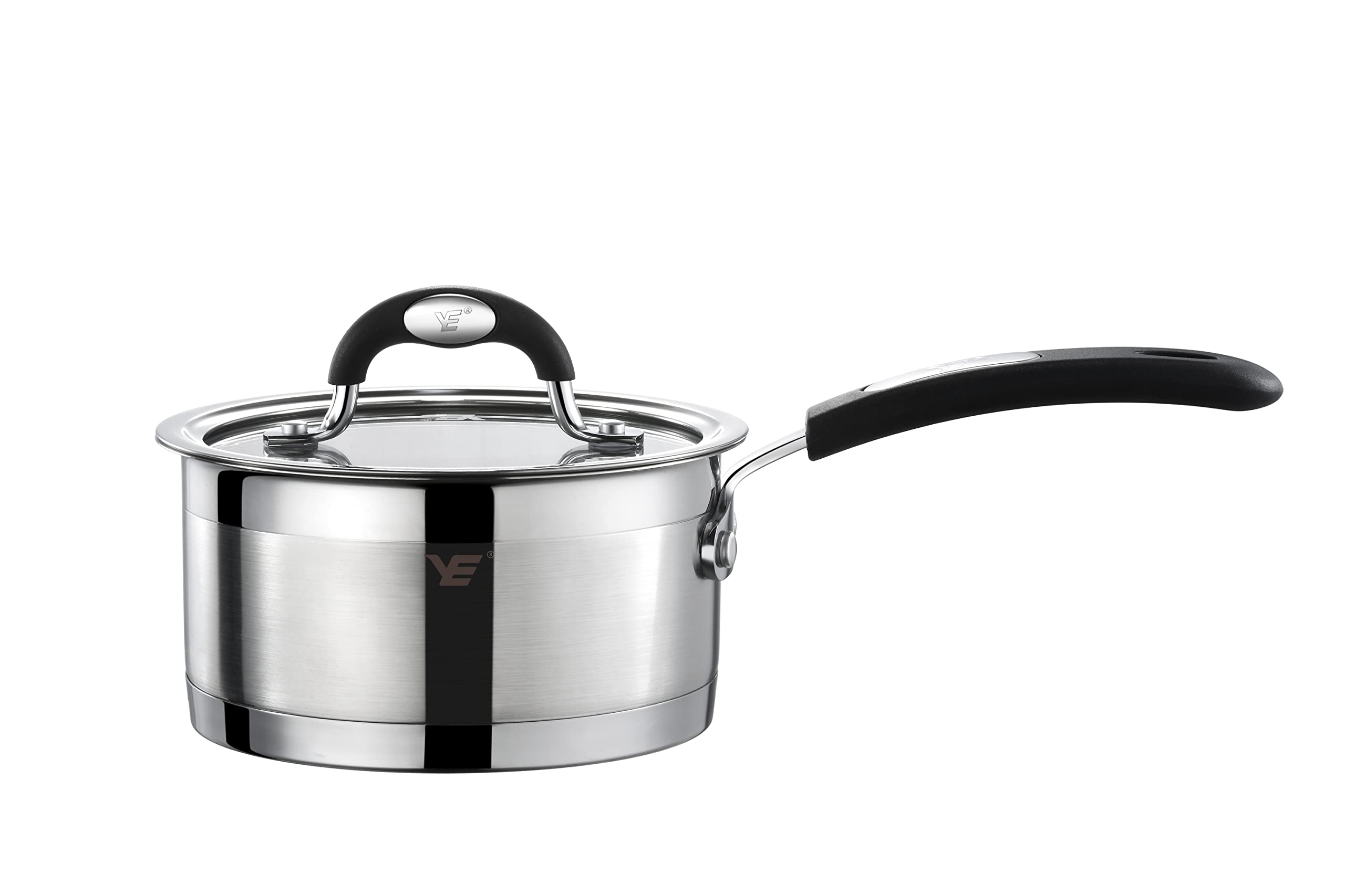 1.7-Quart 304 Stainless Steel Milk Pan Saucepan with Lid Cookware,Multipurpose Soup Pot Small Cooking Pot Pan with Long Heatproof Handle,Incuction Compatible,Dishwasher Safe, 1.7Qt Silver