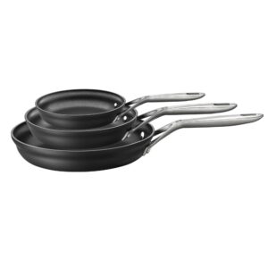 zwilling j.a. henckels zwilling motion hard anodized 3-pc aluminum nonstick fry pan set, black