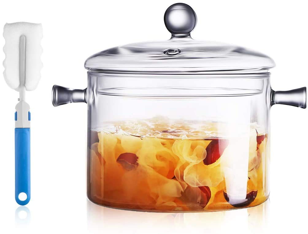 glass pots for cooking on stove - 2.0 Liter Glass Saucepan with Cover Simmer Pot Milk Pot, Heat-Resistant Glass Stovetop Pot and Sauce Pan for Soup, Pasta & Baby Food.