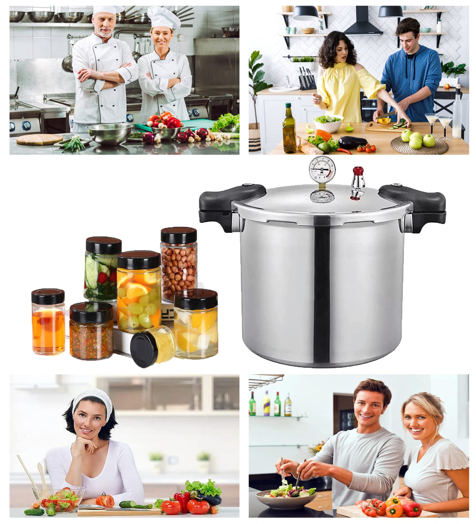 GHKWXUE 25 Quart Pressure Canner Cooker & Induction Compatible Built-in luxury digital pressure gauge With 1 steaming tray & Pressure release 13 PSI (+/- 5 Percent) Delivery from US