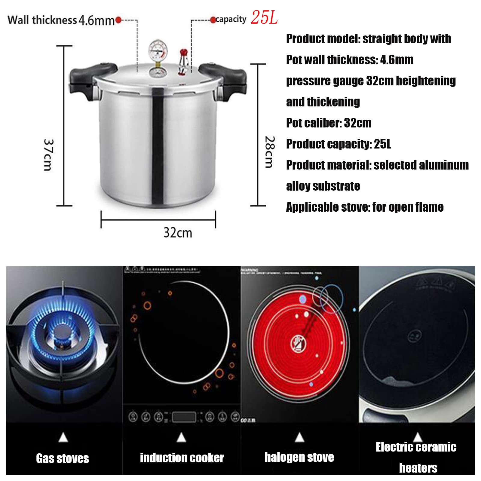 GHKWXUE 25 Quart Pressure Canner Cooker & Induction Compatible Built-in luxury digital pressure gauge With 1 steaming tray & Pressure release 13 PSI (+/- 5 Percent) Delivery from US