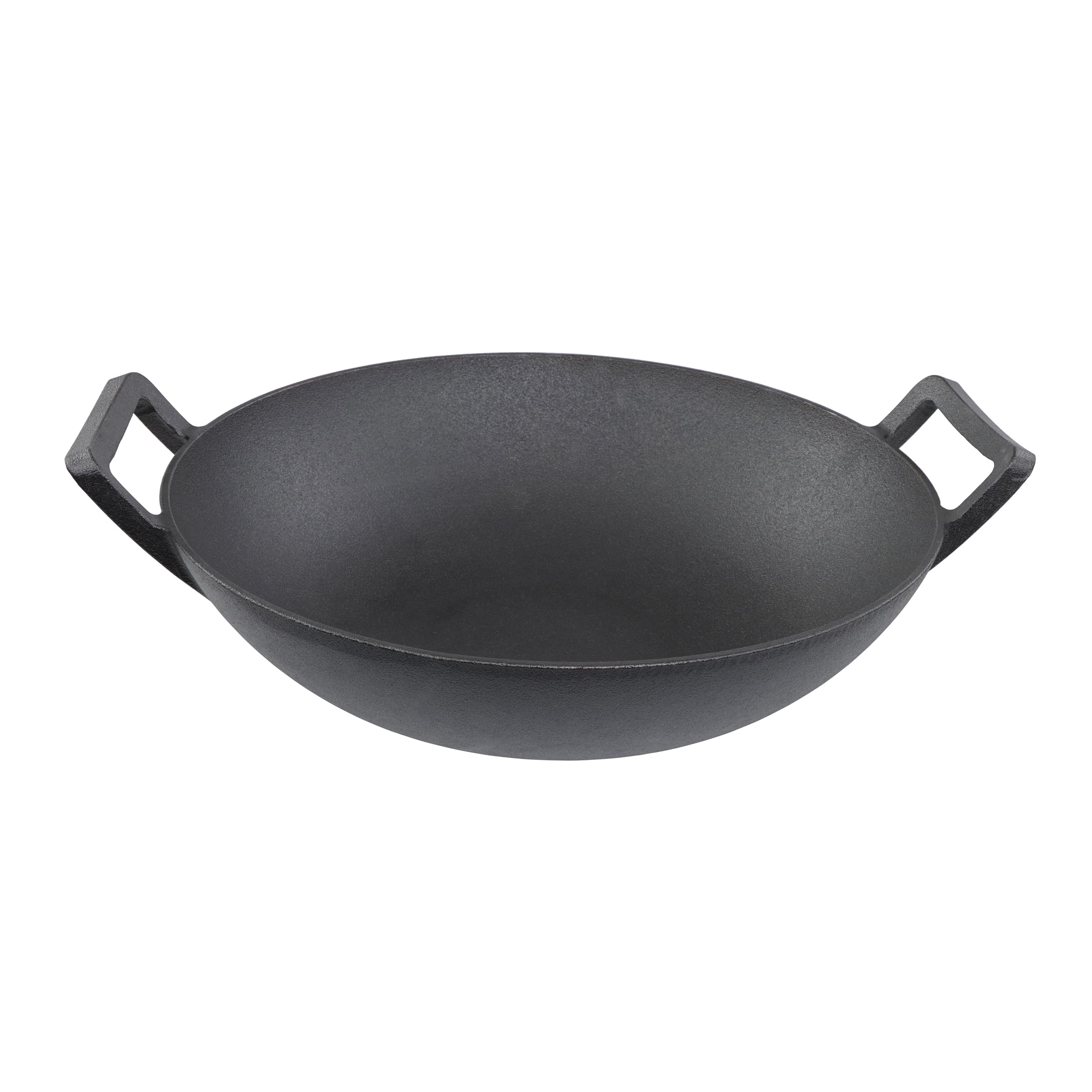 Cast Iron Wok with Handle - Seasoned 14 Inch Flat Bottom Wok for Deep Frying Pan with Flat Base for Stir-Fry, Grilling, Frying, Steaming - For Authentic Asian, Chinese Food