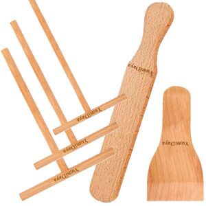 crepe spreader and crepe spatula turner set,convenient sizes to fit any crepe pan maker - 100% natural wooden crepe spatula set for crepe tools