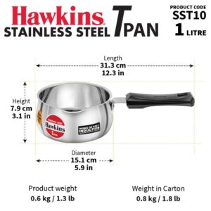 HAWKINS Stainless Steel Tpan 1 Litre Without Lid, Silver (SST10)