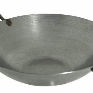 14 Inches Carbon Steel Flat Bottom Wok with Two Side Handle, 14 Gauge Thickness, USA Made