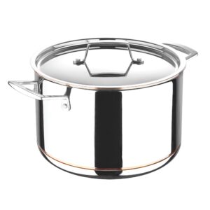 masterpro - copper core 5 ply 8 quart stock pot with stainless steel lid - stainless steel, aluminum, durable cookware compatible with all stove types including induction - dishwasher safe