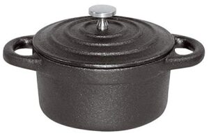 bellevie black pre-seasoned cast iron mini dutch oven, dia 4" x h 2", 8 1/2 oz."