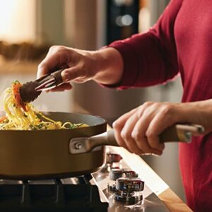 Anolon Advanced Home Hard Anodized Nonstick Sauce Pan/Saucepan with Straining and Lid, 2 Quart (2 Qt Covered Saucepan, Bronze)