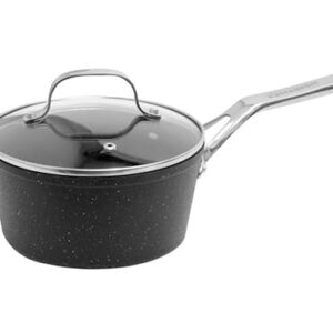THE ROCK by Starfrit 2-Quart Saucepan with Glass Lid and Stainess Steel Handle, Black