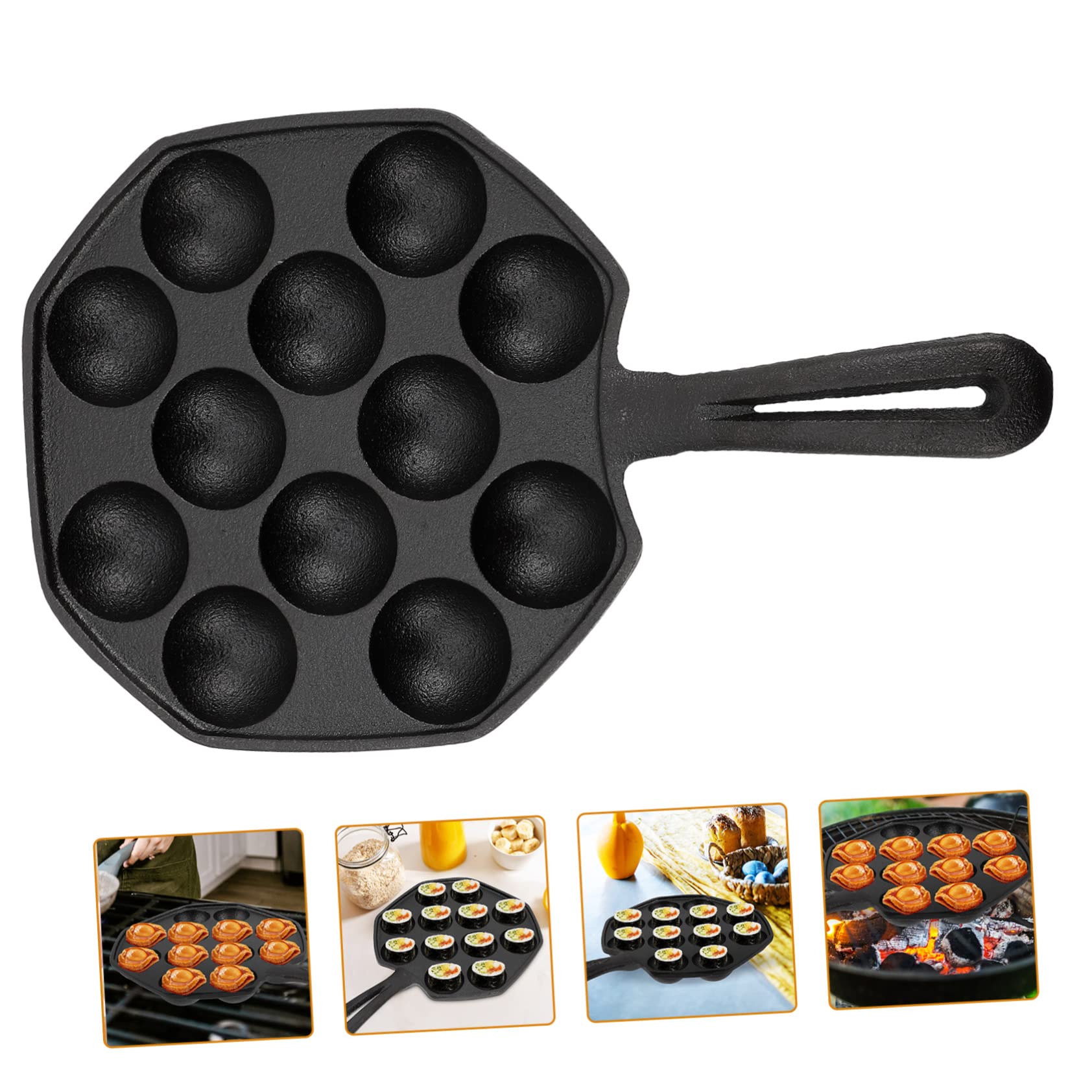 BIUDECO Electric Griddle Baking Grill Skillet Dish Maker Outdoor Pans Plate Gadget Compartment Nonstick Octopus Oyster Iron Meat Snail Barbecue Tray Restaurant Cast Mushroom Pan Holes Metal Tray