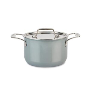 all-clad fusiontec ceramic soup pot 4 quart induction oven broiler safe 500f pots and pans, cookware platinum