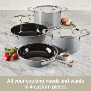 All-Clad FusionTec Ceramic Soup Pot 4 Quart Induction Oven Broiler Safe 500F Pots and Pans, Cookware Platinum